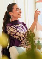 Plum Silk Embroidered 3-Piece Festive Outfit