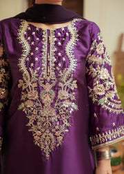 Plum Silk Embroidered 3-Piece Festive Outfit