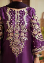 Plum Silk Embroidered 3-Piece Festive Outfit