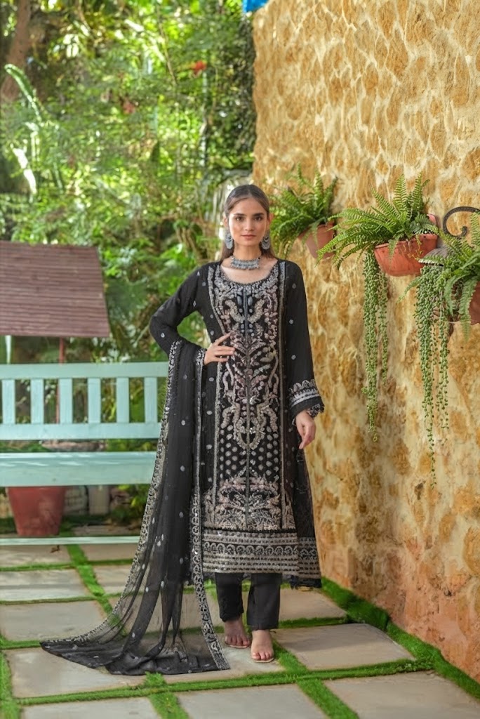 Royal Embroidered Chiffon Long Frock Ensemble