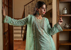 mint-green chiffon long frock