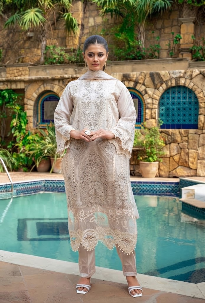Embroidered Organza 3-Piece Suit