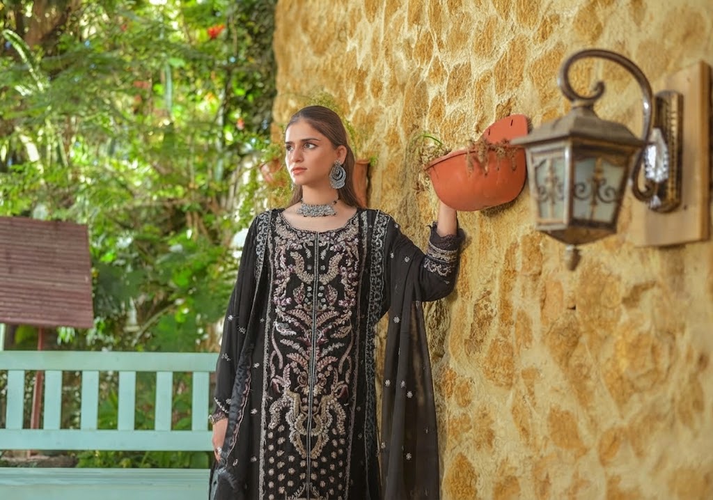 Royal Embroidered Chiffon Long Frock Ensemble