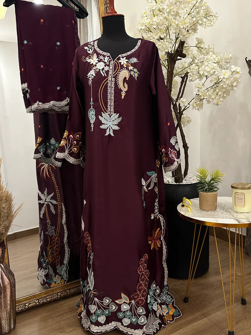 Mahveen kaftan Maroon