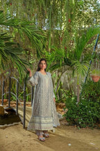Grey Chiffon long frock