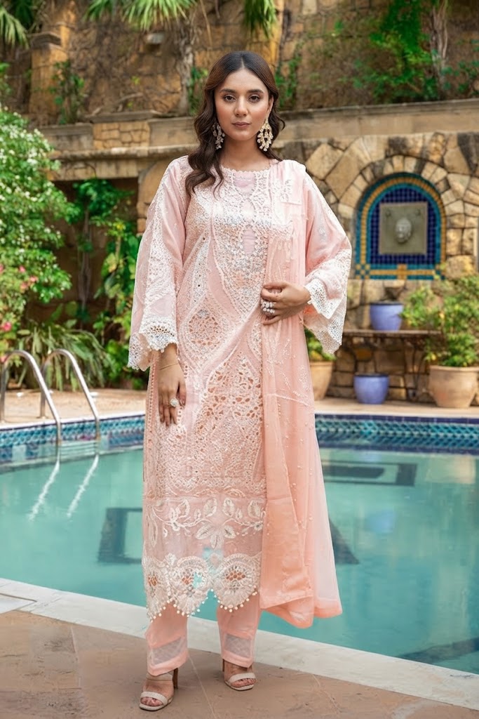 Embroidered Organza 3-Piece Suit