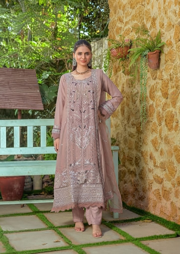 Royal Embroidered Chiffon Long Frock Ensemble