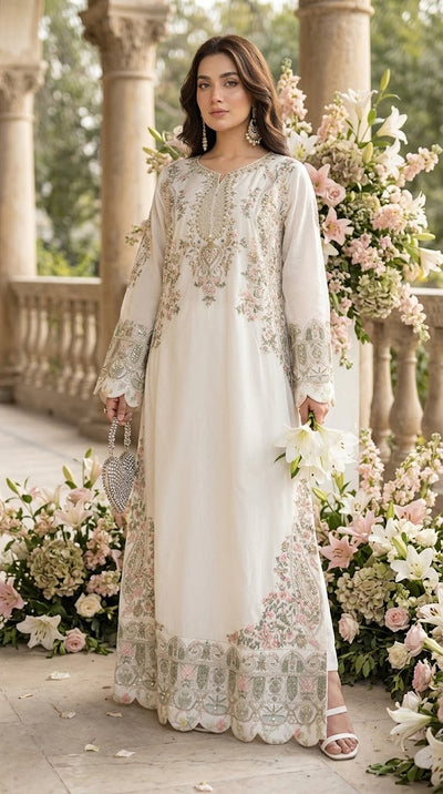 White Embroidered kaftan